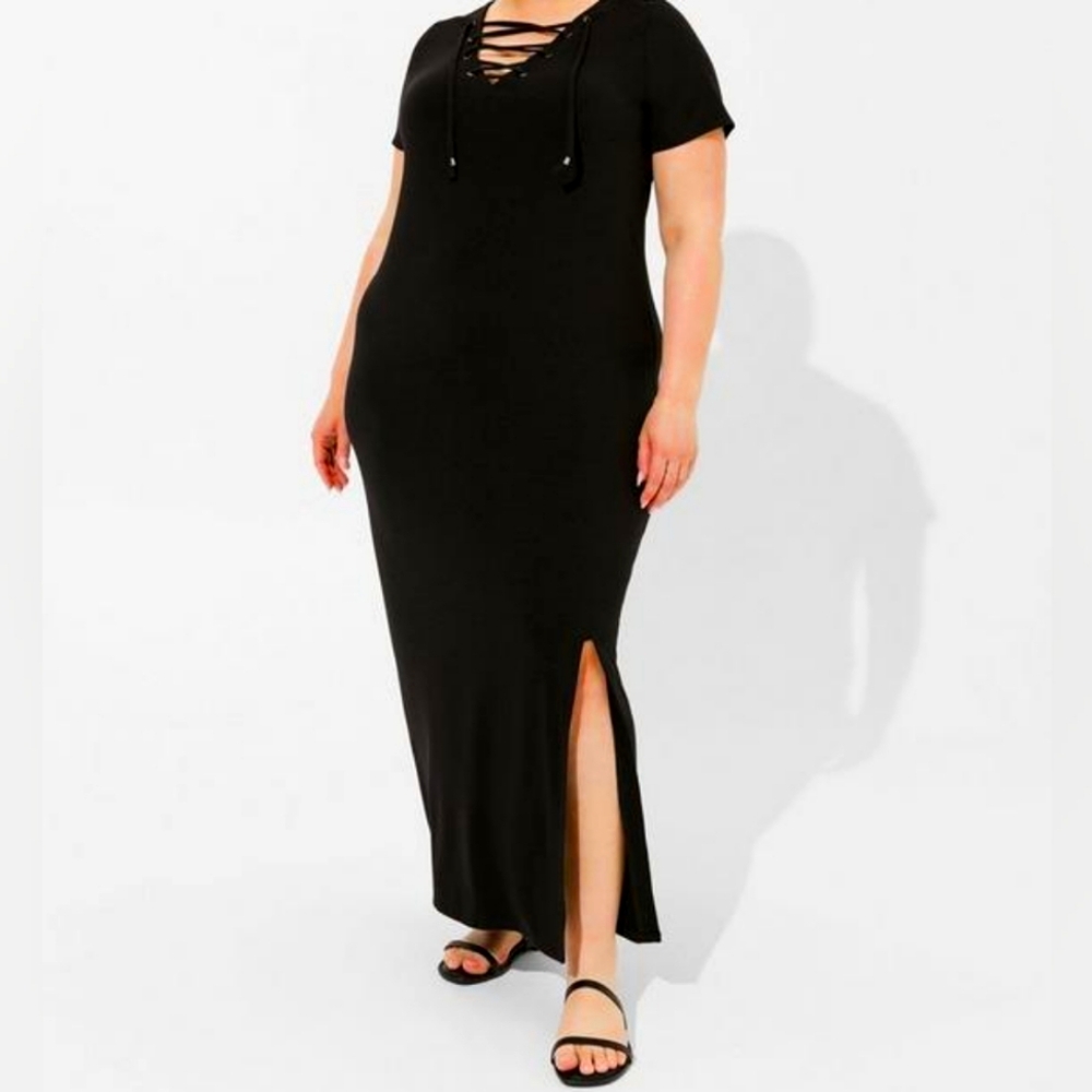 Torrid Maxi Jersey Lace Up T-Shirt Dress